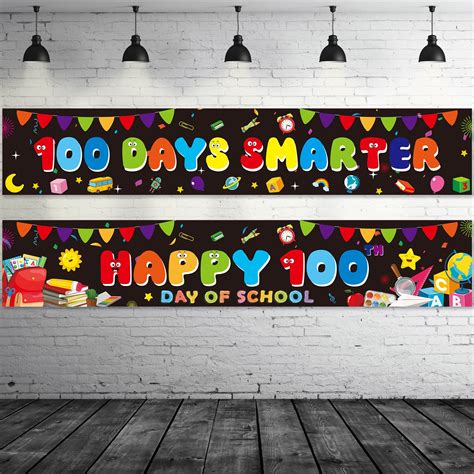 Snapklik.com : 2 Pack Happy 100 Days Of School Banner Decorations,100 ...