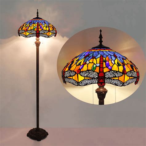 Sarali Tiffany Style Floor Lamp Stained Glass Lighting Yiassu