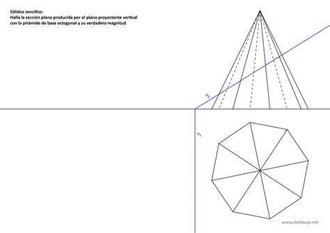 Sección plana y verdadera magnitud de una pirámide con un plano ppv
