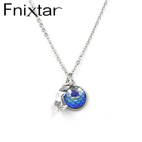 Fnixtar Color Faux Druzy Rond Cabochons Poisson Chelle Pendentif