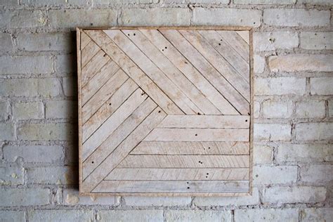 Reclaimed Wood Wall Art Decor Lath Pattern Geometric Monochromatic