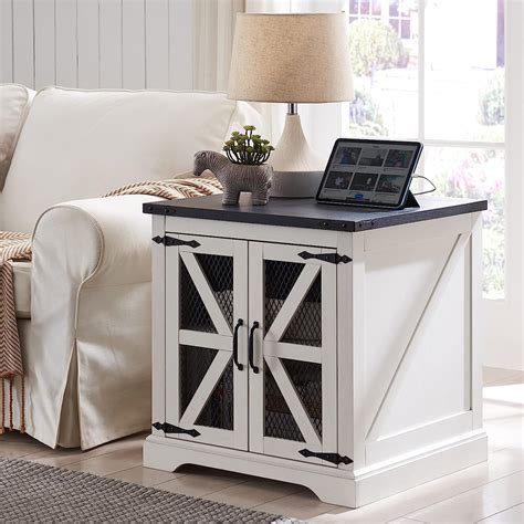 Nantucket End Table with Charging Station in White - Walmart.com