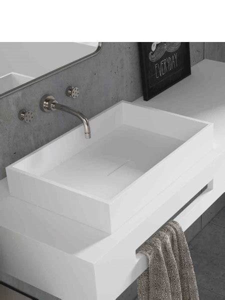 Lavabo Solid Surface Rectangular Square Line X X Cm Blanco