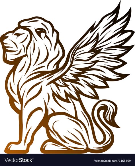 Mythological Lion Statue With Wings Royalty Free Vector