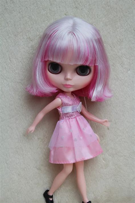 Blygirl White Pink Liu Hai Short Hair Blyth Doll Nude Doll Ordinary Diy