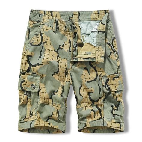 Multipoches Short Cargo Homme En Coton Coupe Droite Casual Short Ete