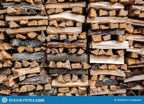 Split And Stacked Firewood Outdoors Stock Image Image Of Cumbustible