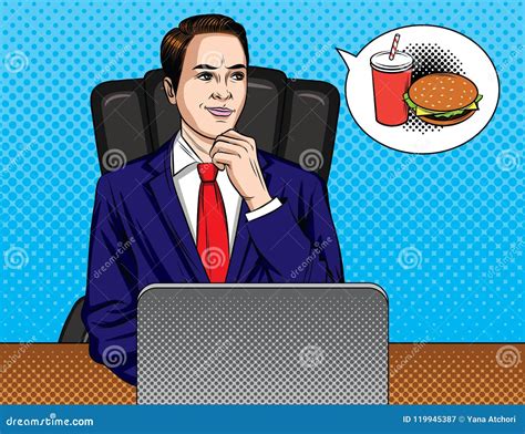 Businessman Waiting For Lunch Time Stock Illustration Illustration Of