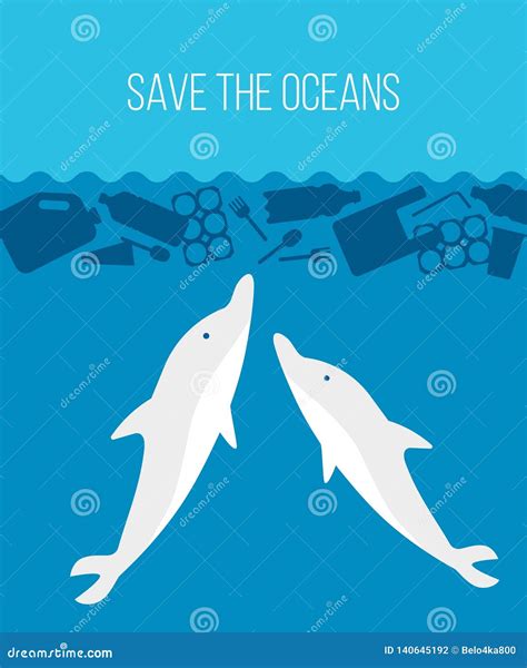 Banner Stop Ocean Plastic Pollution Stock Vector Illustration Of