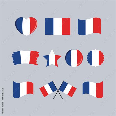 France Flag Icon Set Vector Isolated On A Gray Background French Flag