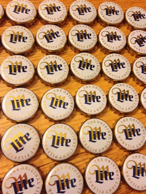 60 White Miller Lite Beer Bottle Caps by TwoLittleBoats on Etsy