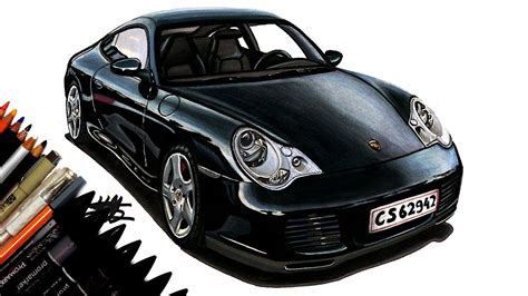 Realistic Car Drawing Porsche Time Lapse Drawing Ideas Youtube