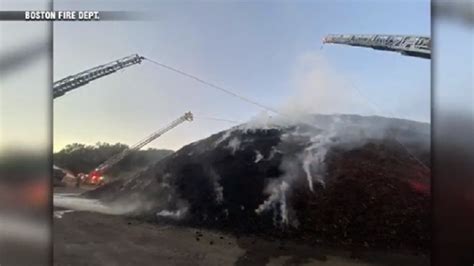 Boston firefighters battle blaze in huge mulch pile - Boston News ...