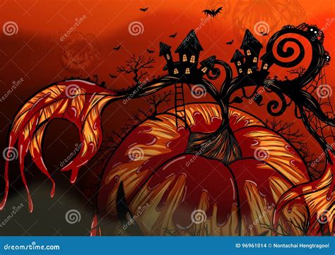 Halloween Background By Hand Drawing Stock Illustration Illustration