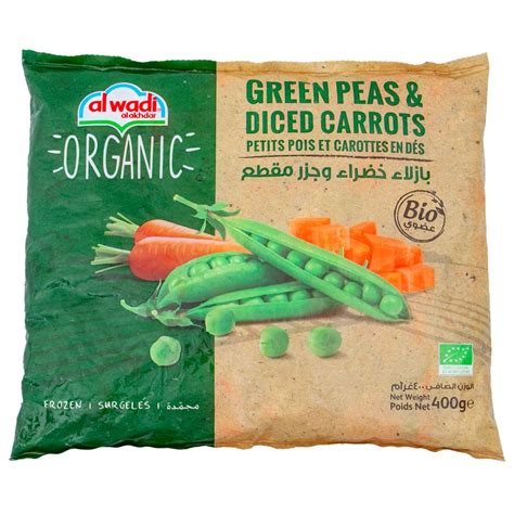 Al Wadi Al Akhdar Organic Green Peas And Diced Carrots 400g Online At Best Price Mix Vegetable