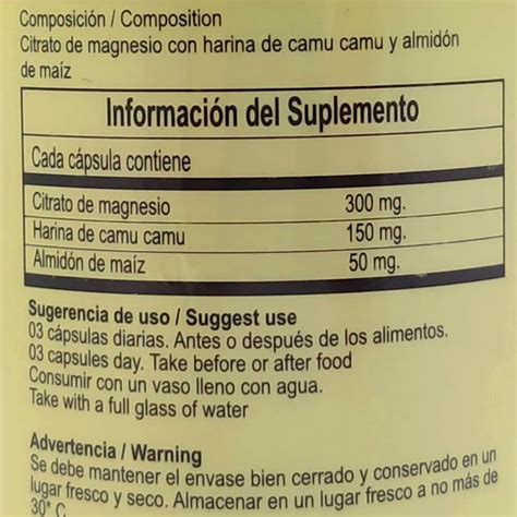 Venta De Citrato De Magnesio Con Camu Camu En C Psulas