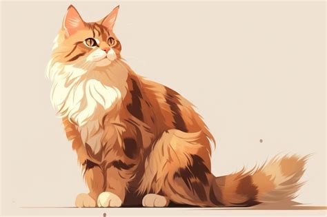 Un Dibujo De Un Gato Sentado En El Suelo Foto Premium