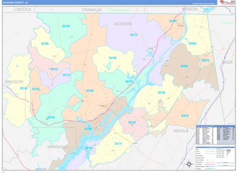 Jackson County Al Wall Map Color Cast Style By Marketmaps