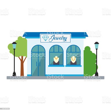 Isolated Front View Jewelry Shop Building Vector Stock Illustration