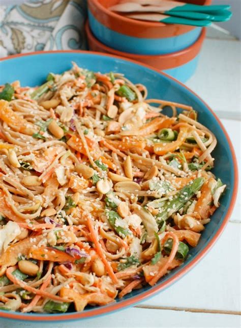 Asian Vegetable Noodle Salad With Spicy Peanut Sauce A Cedar Spoon