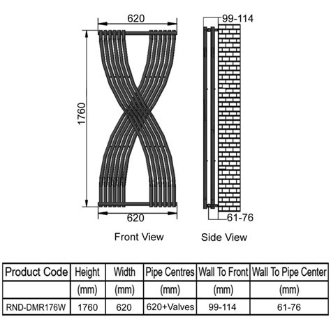 Reina Dimaro Designer Radiator Rnd Dmr W Mm X Mm White