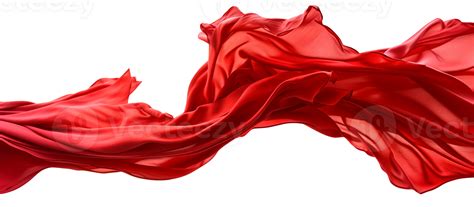 AI Generated Flying Red Silk Fabric Waving Satin Cloth Isolated On