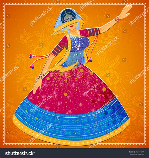 Vector Design Of Woman Performing Ghoomar Folk Dance Of Rajasthan