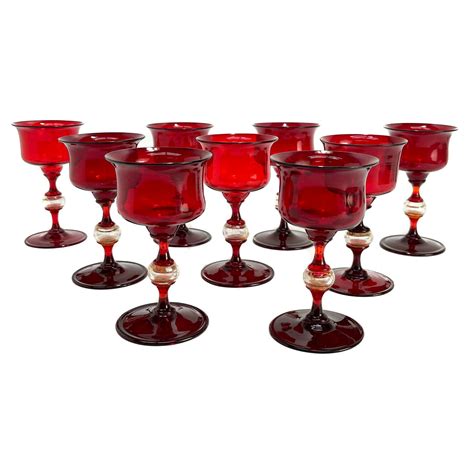 12 Enameled Venetian Wine Glasses By Salviati At 1stdibs Gold Enameled Venetian Wine Glasses