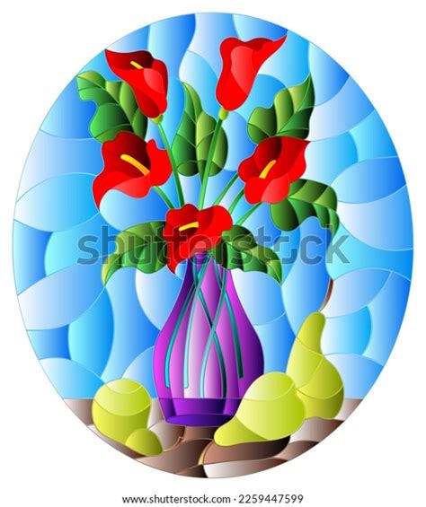 Illustration Stained Glass Style Bouquets Red Stock Vector Royalty Free 2259447599 Shutterstock