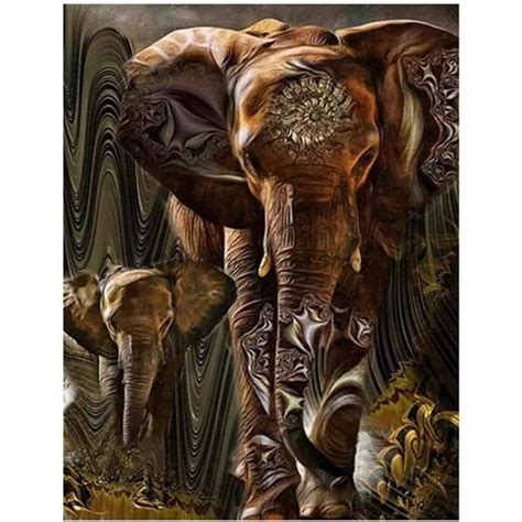 Broderie Diamant Kit Complet Éléphants D Afrique 5D Diamond Painting