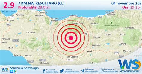 Scossa Di Terremoto Magnitudo 2 9 Nei Pressi Di Resuttano CL