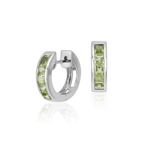 Peridot Hinged Hoop Earrings In Sterling Silver 3mm Blue Nile