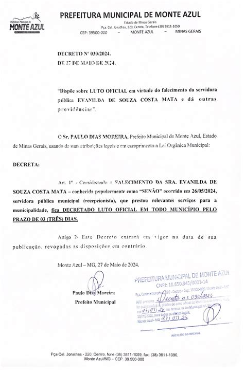 Luto Oficial Decreto N De De Maio De Disp E Sobre