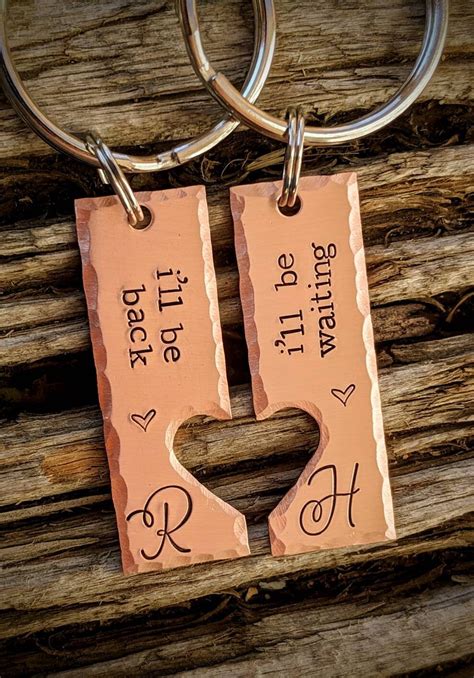 Personalized Hand Stamped Couples Keychain Set Custom Etsy