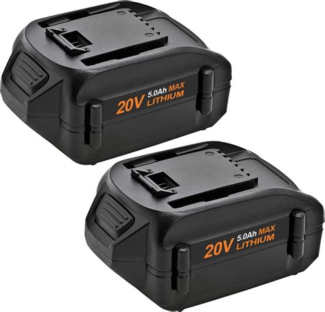 2 Pack WA3578 5 0Ah Battery Replacement For Worx 20V Battery Lithium