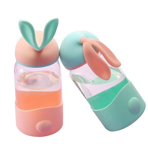 Cute Rabbit Glass Cute Kawaii Portable Creative Mini Hand Bottles Cute Rabbit Glass Water Bottle