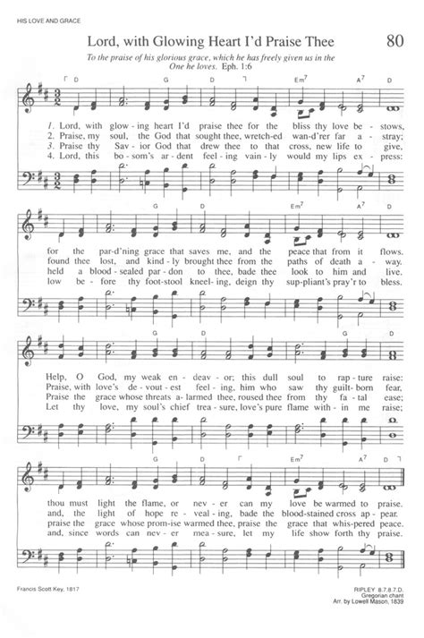 Trinity Hymnal Rev Ed Lord With Glowing Heart I D Praise Thee