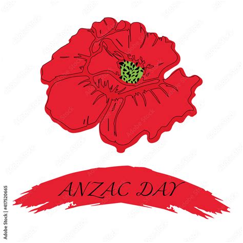 Vector illustration of a bright poppy flower. Remembrance day symbol ...