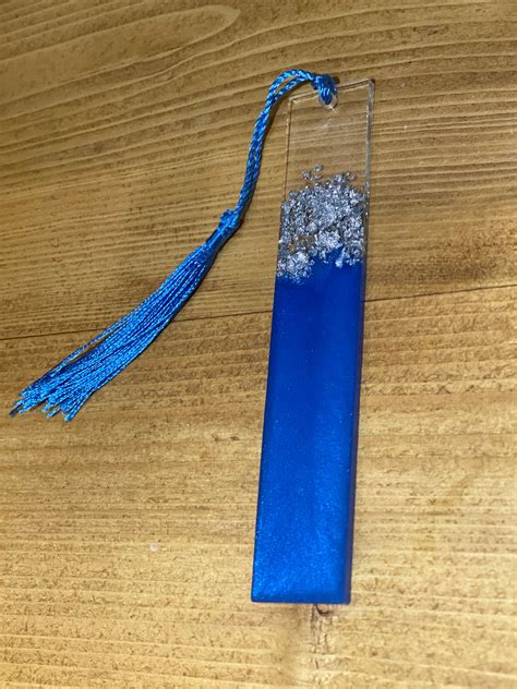 Handmade Resin Bookmark With Tassel Book Marker Blue Etsy