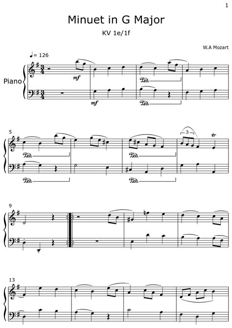 Minuet In G Major Sheet Music For Piano