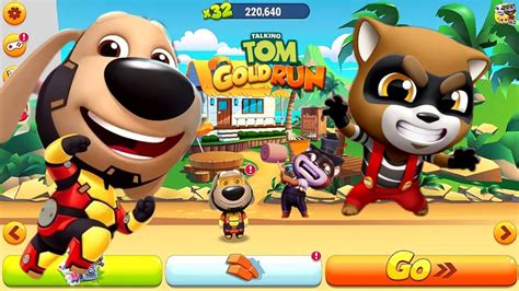 TALKING TOM GOLD RUN IRON BEN FIGHT WITH CAPTAIN RACCOON AND BOTH