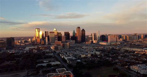 Drone Footage of Dallas Skyline at Sunset Free Stock Video Footage ...