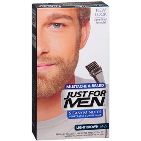 Just For Men Beard Dye Penetrating Color Gel For Gray Hair M 25 Light Brown Easy Brush In