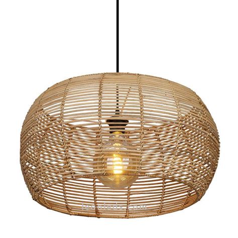 Lámpara colgante redonda de Rattan Dracena LeonLeds