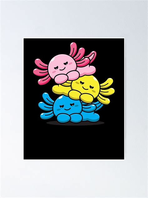 Kawaii Axolotl Pile Pansexual Pride Flag Lgbtq Poster For Sale By Roxy7922 Redbubble