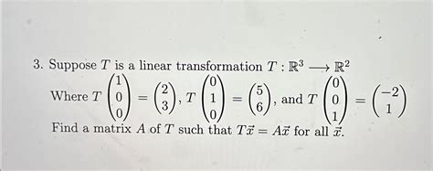 Solved Suppose T Is A Linear Transformation Chegg