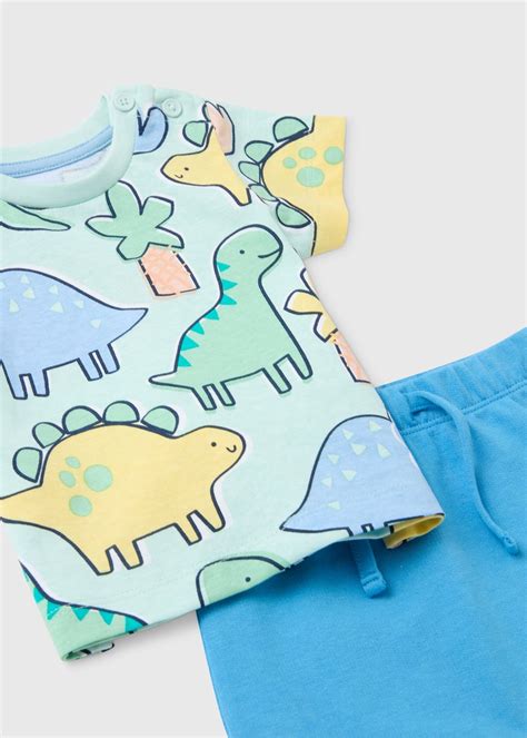 Baby Blue Dino Print T Shirt Shorts Set Newborn 23mths Matalan