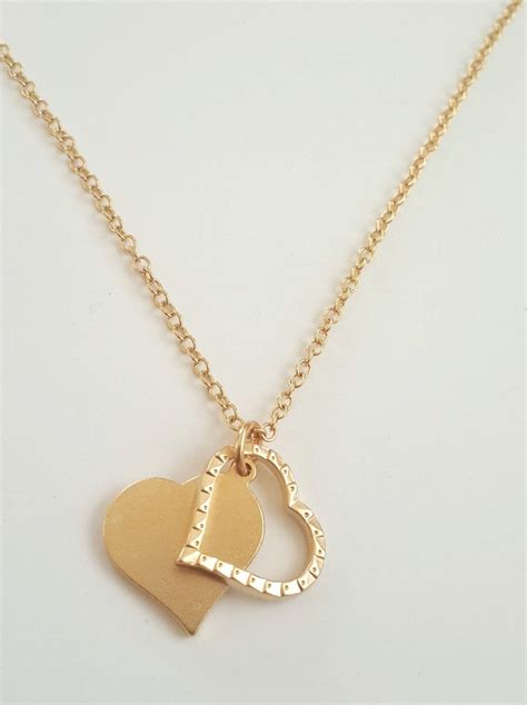 Gold Heart Necklace Dainty Necklace Heart Charm Necklace