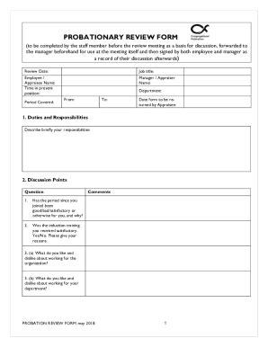 Fillable Online Probationary Review Form Congregational Federation