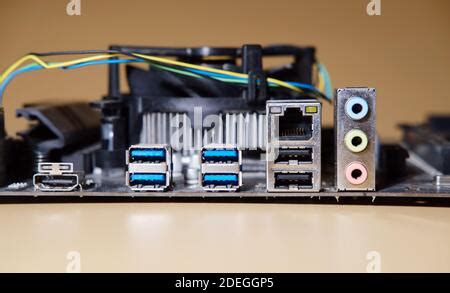 Connector Of Computer Motherboard Back Side Stock Photo Alamy